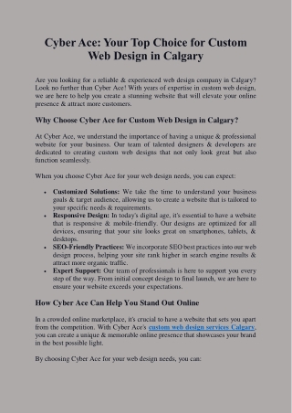 Your Top Choice for Custom Web Design in Calgary