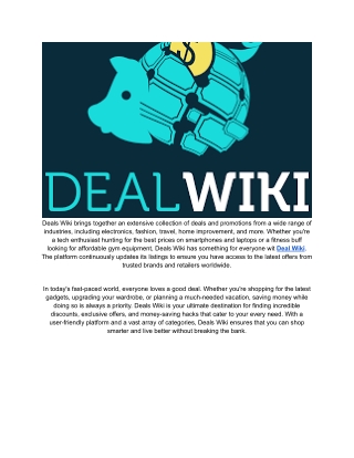 Unlock the World of Savings with Deals Wiki