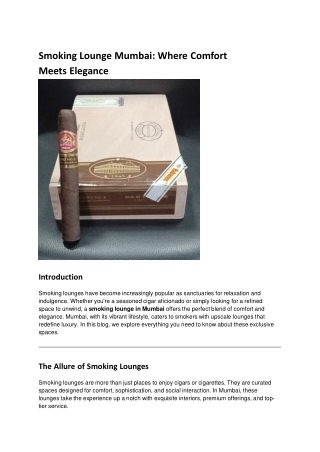 Smoking Lounge Mumbai_ Where Comfort Meets Elegance