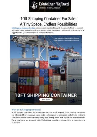 10ft Shipping Container For Sale-A Tiny Space, Endless Possibilities