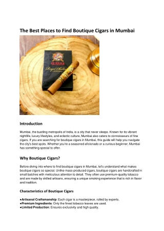 The Best Places to Find Boutique Cigars in Mumbai