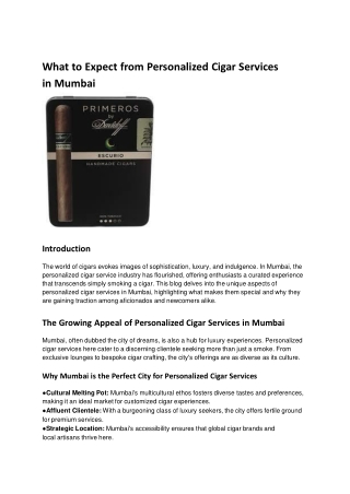 What to Expect from Personalized Cigar Services in Mumbai