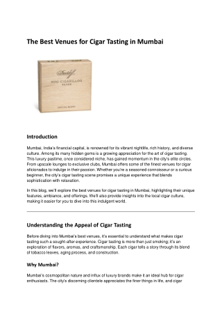 The Best Venues for Cigar Tasting in Mumbai