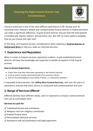 Choosing the Right Funeral Director Key Considerations
