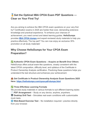 CPOA Dumps & PDF – Newest Exam Updates