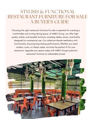 Stylish & Functional Restaurant Furniture for Sale – A Buyer’s Guide