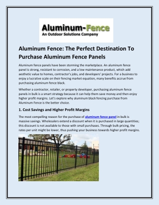 Aluminum Fence The Perfect Destination To Purchase Aluminum Fence Panels