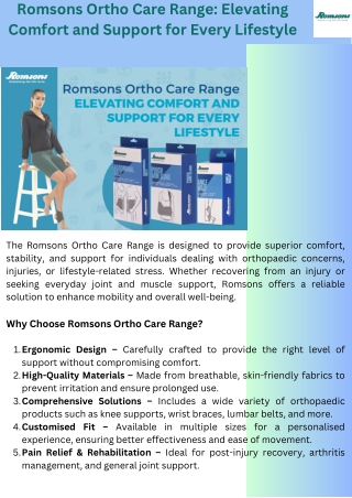 Romsons Ortho Care Range: Elevating Comfort and Support for Every Lifestyle