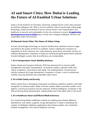 AI and Smart Cities How Dubai is Leading the Future of AI-Enabled Urban Solutions
