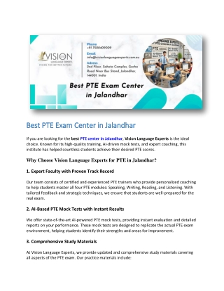 Best PTE Exam Center in Jalandhar