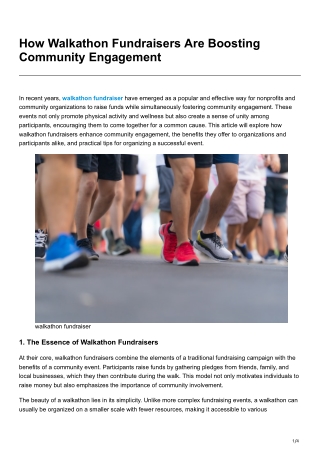 how walkathon fundraisers are boosting community