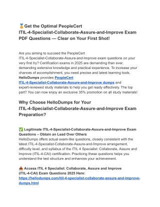 ITIL-4-Specialist-Collaborate-Assure-and-Improve Dumps & PDF – Newest Exam Updates