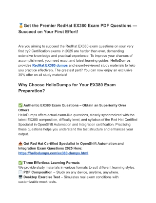 get the premier redhat ex380 exam pdf questions