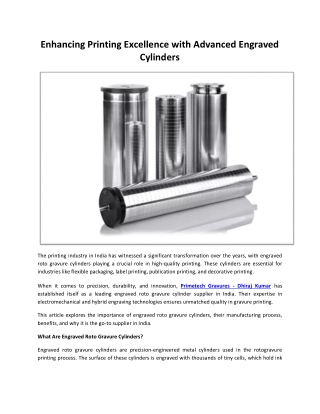 Enhancing Printing Excellence with Advanced Engraved Cylinders