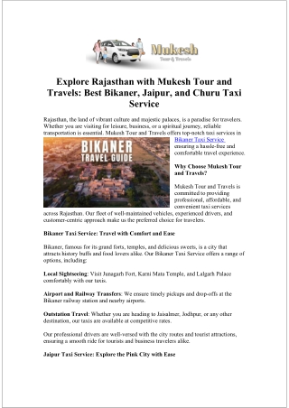 explore rajasthan with mukesh tour and travels