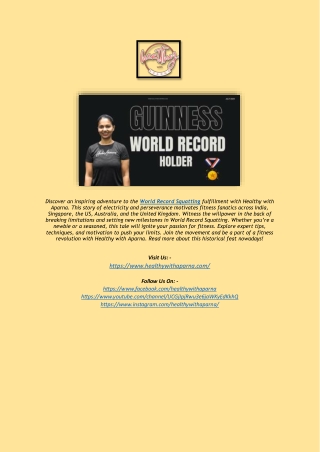 Unbelievable World Record Squatting Feat | Healthy with Aparna