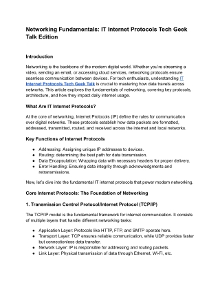 networking fundamentals it internet protocols