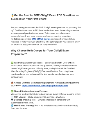 Dependable CMfgE Dumps – Retrieve Now
