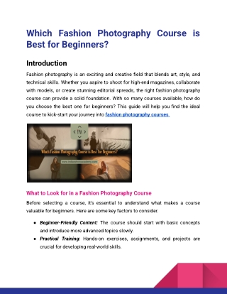 Which Fashion Photography Course is Best for Beginners_Indian Photo Academy