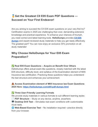 get the greatest cii e05 exam pdf questions