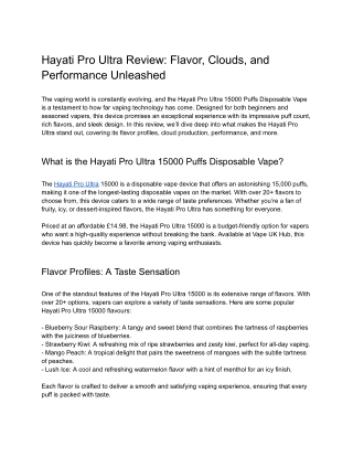 Hayati Pro Ultra Review: Flavor, Clouds, and Performance Unleashed