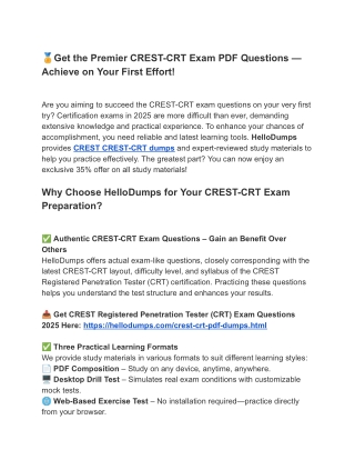 Clear Your Exam with CREST-CRT PDF Dumps