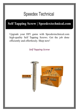 Self Tapping Screw | Speedextechnical.com