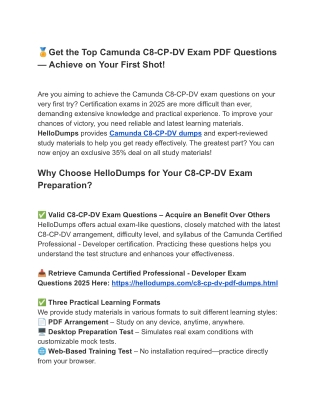 C8-CP-DV PDF Dumps – Key to Victory