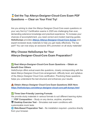 Alteryx-Designer-Cloud-Core PDF Dumps – Key to Goal