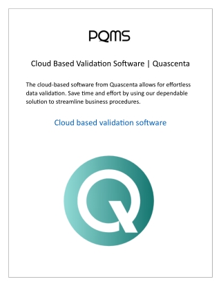 Cloud Based Validation Software  Quascenta