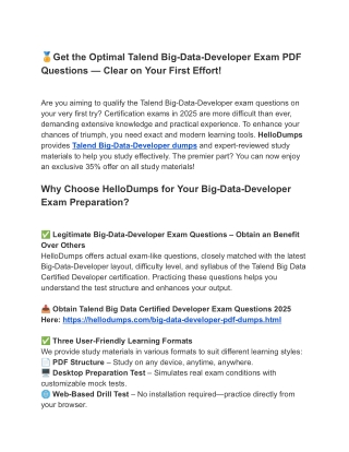 get the optimal talend big data developer exam