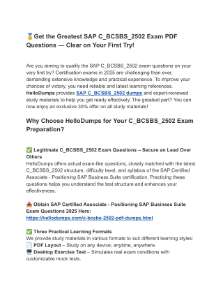 C_BCSBS_2502 PDF Dumps – Key to Victory