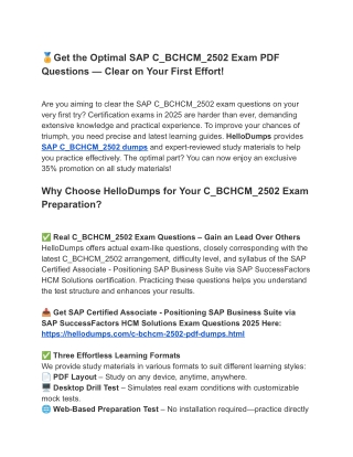 C_BCHCM_2502 PDF Dumps – Key to Triumph