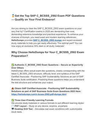 Achieve Your Exam with C_BCSSS_2502 PDF Dumps