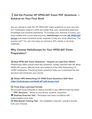 HPE6-A87 PDF Dumps – Key to Triumph