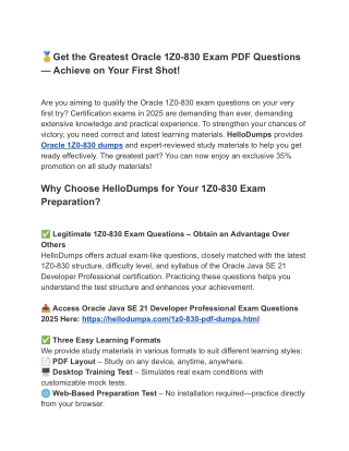 1Z0-830 Dumps & PDF – Newest Exam Updates