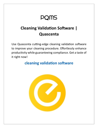 cleaning validation software quascenta