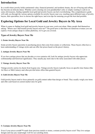 Exploring Options for Local Gold and Jewelry Buyers in My Area