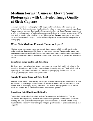 medium format cameras elevate your photography