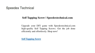 Self Tapping Screw Speedextechnical.com