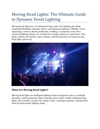 Moving Head Lights - The Ultimate Guide to Dynamic Event Lighting