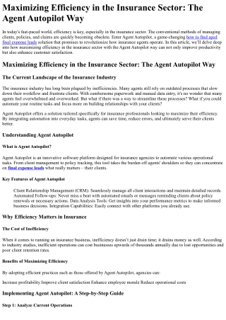 maximizing efficiency in the insurance sector