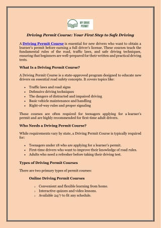 California Permit Course: Your First Step to Safe Driving