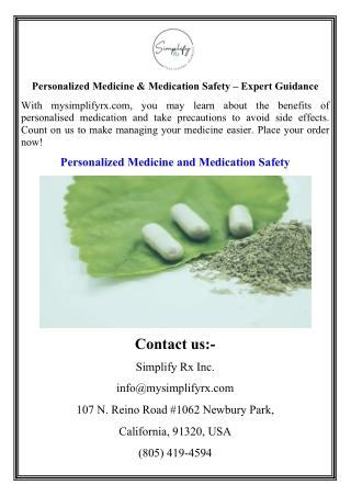 Personalized Medicine & Medication Safety – Expert Guidance