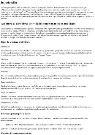Aventura al aire libre: actividades emocionantes en tus viajes
