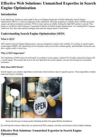 effective web solutions unmatched expertise