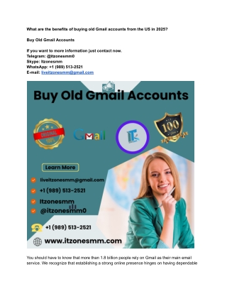 What are the benefits of buying old Gmail accounts from the US in 2022_