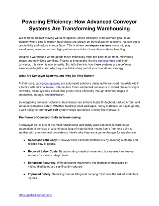 Powering Efficiency_How Advanced Conveyor Systems Are Transforming Warehousing