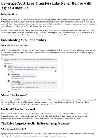 leverage aca live transfers like never before