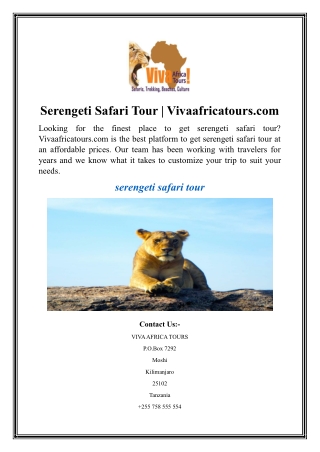 Serengeti Safari Tour  Vivaafricatours.com